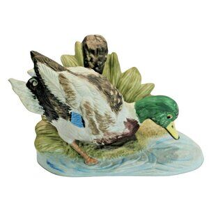 Mallard Duck Ceramic Figurine Hand-Painted Decorative Wildlife Accent